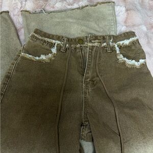 SHEIN Brown Distressed Jeans